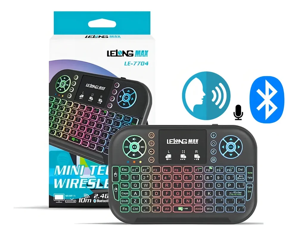 Imagem 2 de 5 do produto Mini Teclado Gamer LED Bluetooth Voz Lelong Max Recargável Preto