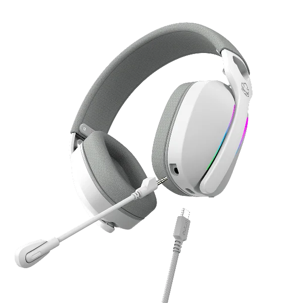 Imagem 4 de 5 do produto Headset Gamer PCyes Nowy White Ghost, Usb Surround, Driver 40mm, RGB, Microfone Destacável - Hgnw40w