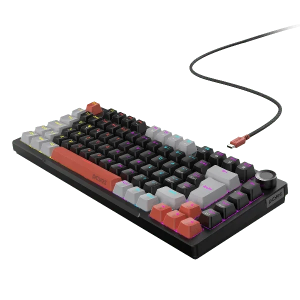 Teclado Mecanico 75% PCyes Arkeum - Black Vulcan - Switch Blue - Akbv75bbr