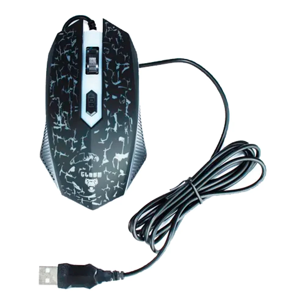 Imagem 2 de 3 do produto Mouse Com Fio Jungle Preto LED 3.600dpi/4d 1,5 Metros Cl-mj806 Clanm