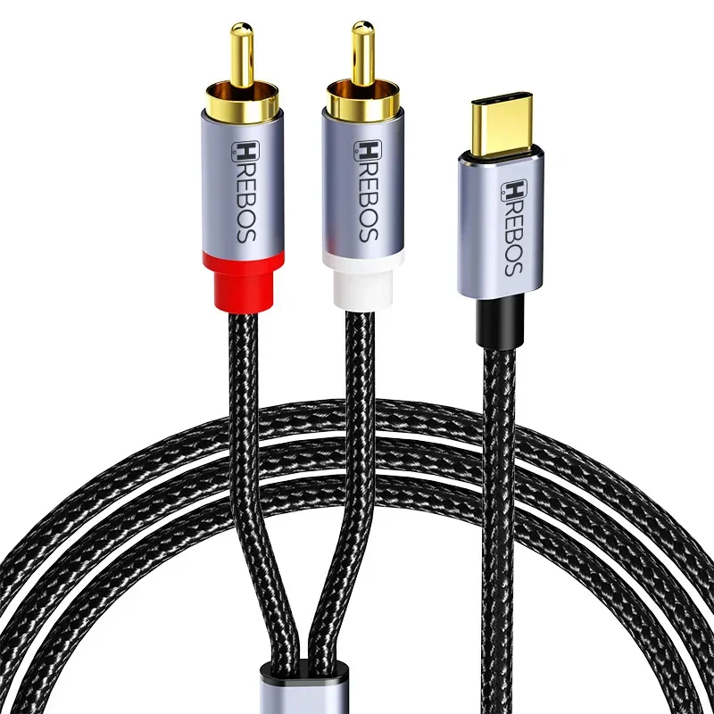 Imagem 1 de 5 do produto Cabo Áudio Adaptador Tipo-c Para Rca Reforçado 1 Metro – Modelo Cb-807