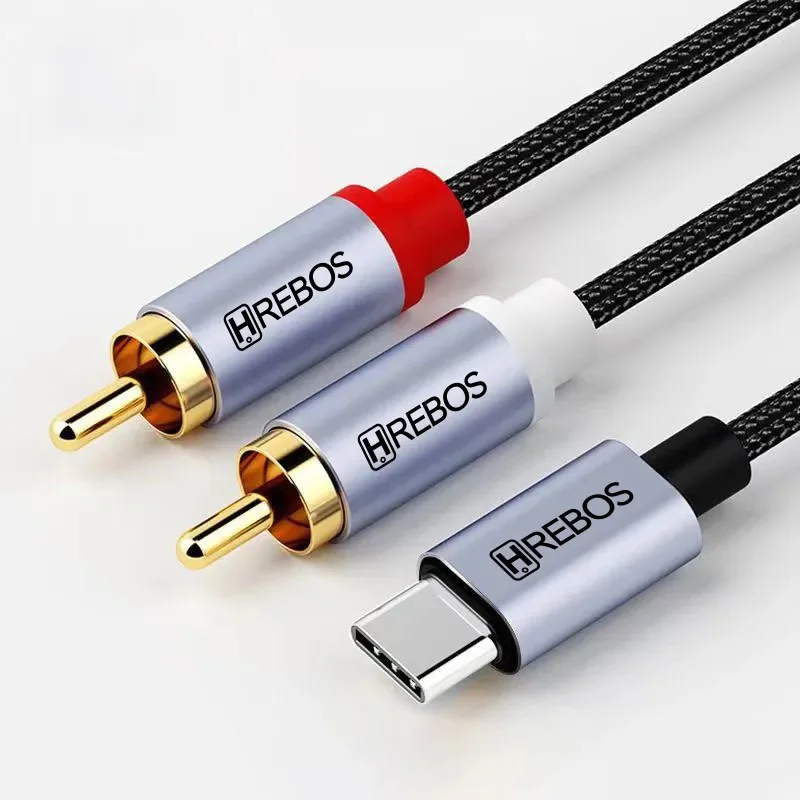 Imagem 2 de 5 do produto Cabo Áudio Adaptador Tipo-c Para Rca Reforçado 1 Metro – Modelo Cb-807