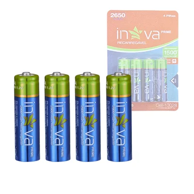 Kit Com 04 Pilhas Recarregáveis Aa 1.2v Hr6 Inova Prime Cell-13028
