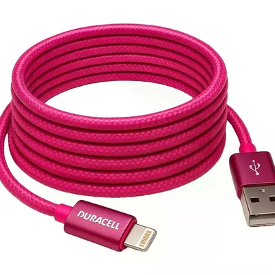 Cabo Usb-a Para Lightning Duracell Mfi 180cm Nylon Rosa