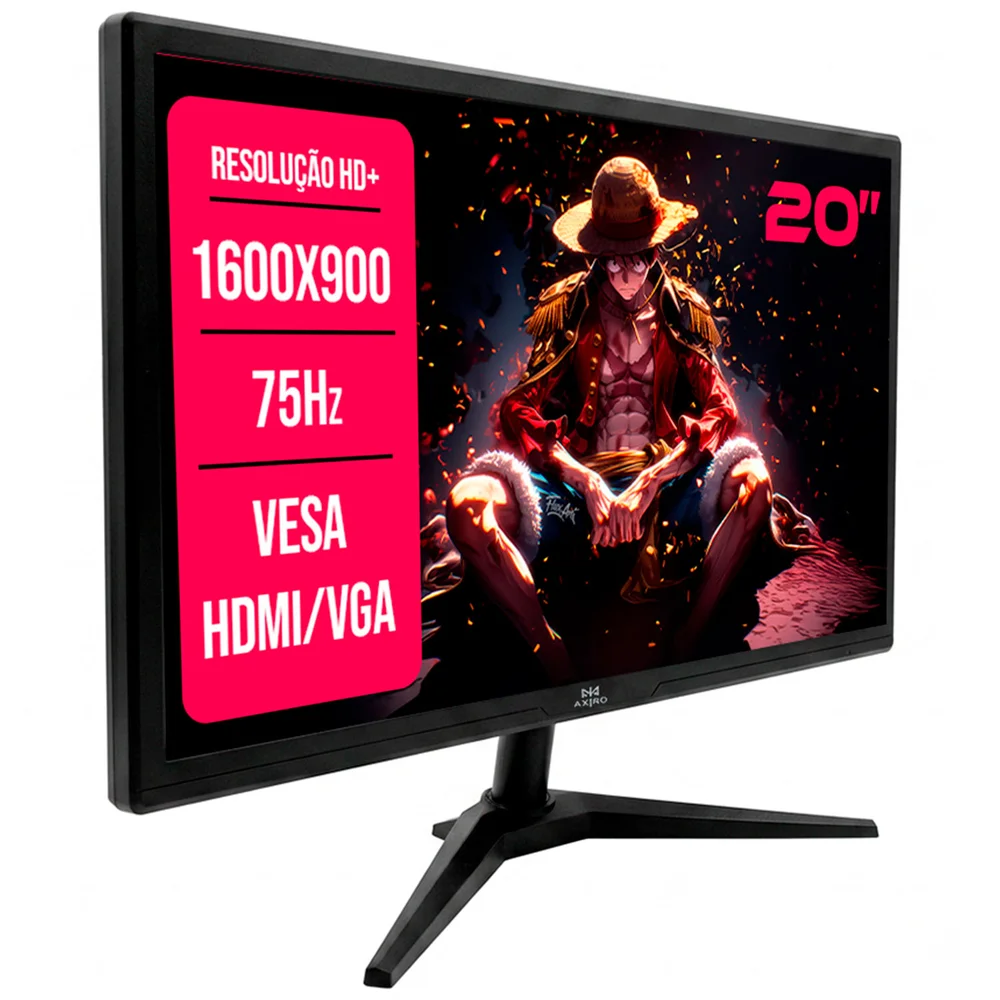 Monitor LED Axpro 20'', Resolução Hd+ 1600x900, HDMI, Vga, Vesa, 75hz, Bivolt - Ax-20 Monitor LED Axpro 20'', Resolução Hd+ 1600x900, HDMI, Vga, Vesa, 75hz, Bivolt - Ax-20