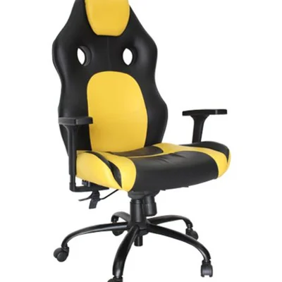 Cadeira Diretor, Design Office Móveis, até 120Kgs, Luxuosa Com Base Fixa, Preto e Amarelo