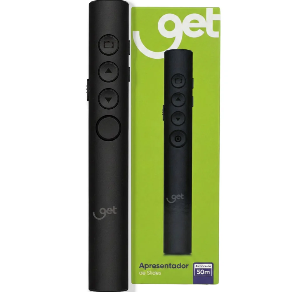 Apresentador De Slides Wireless, Controle De Volume, Com Laserpoint, Get, Preto