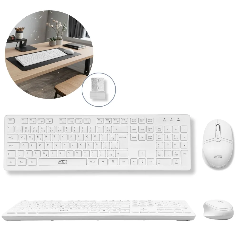 Imagem 3 de 4 do produto Kit Teclado Membrana E Mouse Sem Fio, Teclas Macias Silenciosa - Aitek