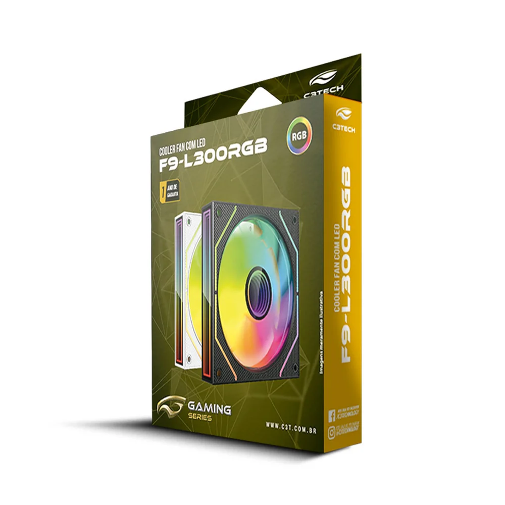 Cooler Fan F9‑l300wh C3tech RGB 120 mm LED RGB Espelho Infinito, Moldura Slim, Molex 4‑pinos - Branco 7