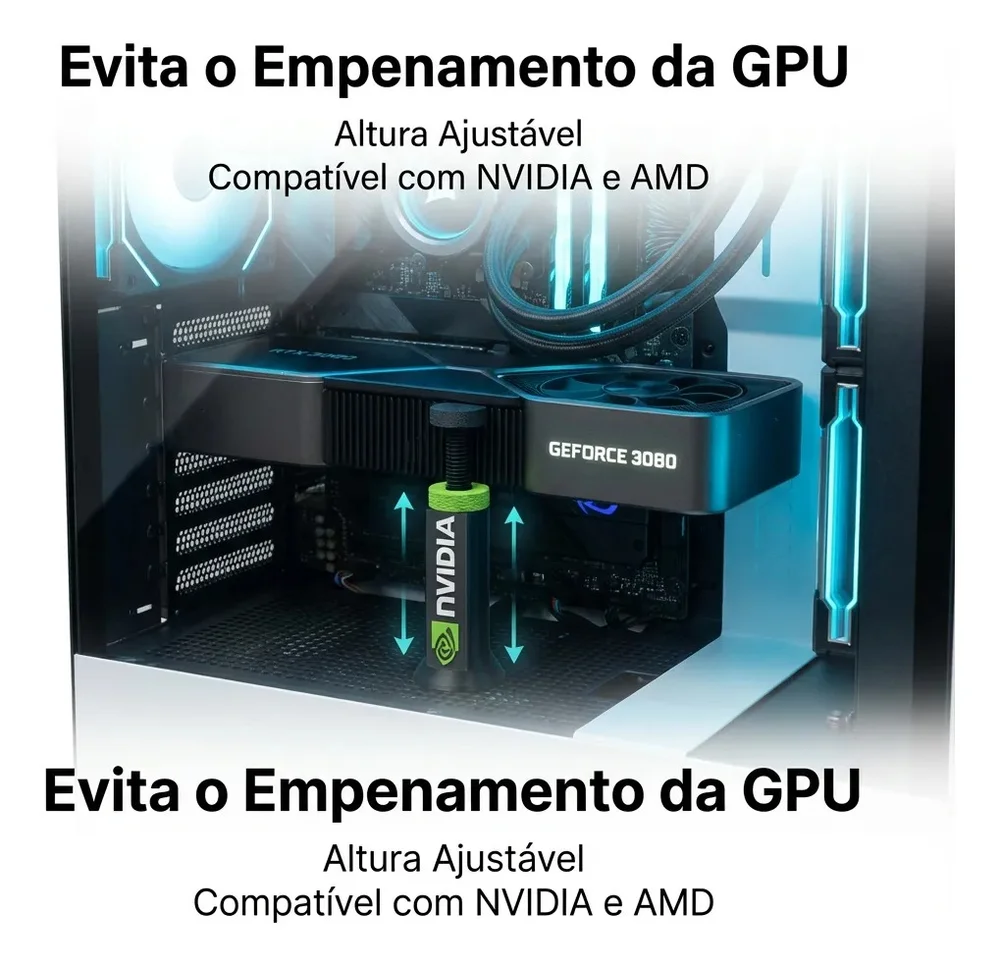 Suporte Placa De Vídeo Ajustável De 7 A 12,5cm Nvidia Preto 7