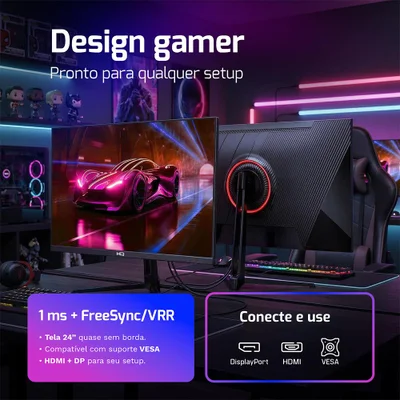 Monitor Gamer Hq Ultra 24” Ips 200hz, 1ms, Full Hd, Freesync, HDMI + Displayport, Frameless... 15