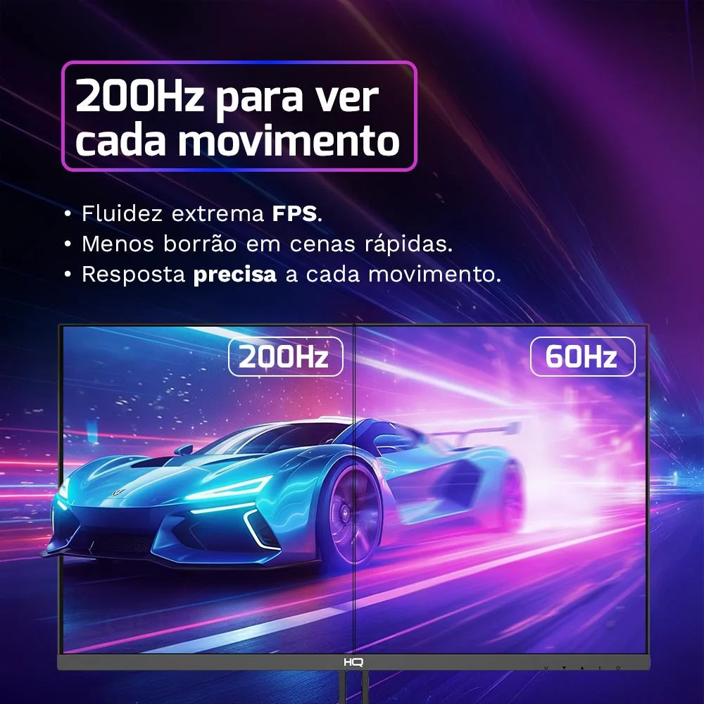 Monitor Gamer Hq Ultra 24” Ips 200hz, 1ms, Full Hd, Freesync, HDMI + Displayport, Frameless... 7