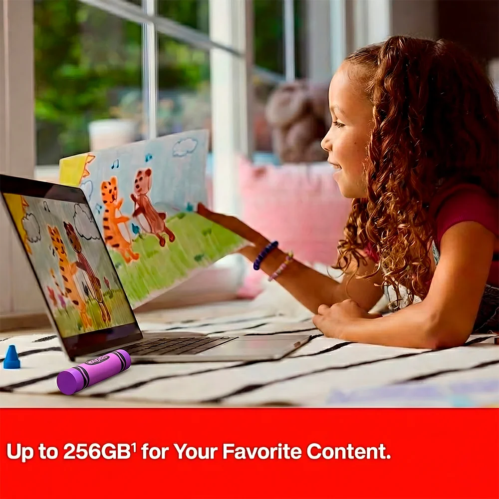 Imagem 3 de 5 do produto Pendrive Sandisk Crayola 256gb Usb-c Memória Portátil Violet