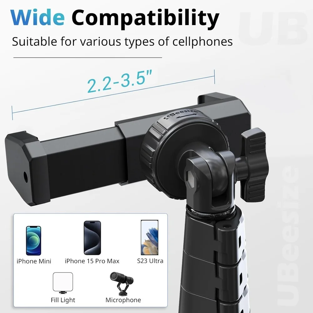 Imagem 4 de 5 do produto Tripé Celular Câmera 157cm Ubeesize Bluetooth Leve Alumínio