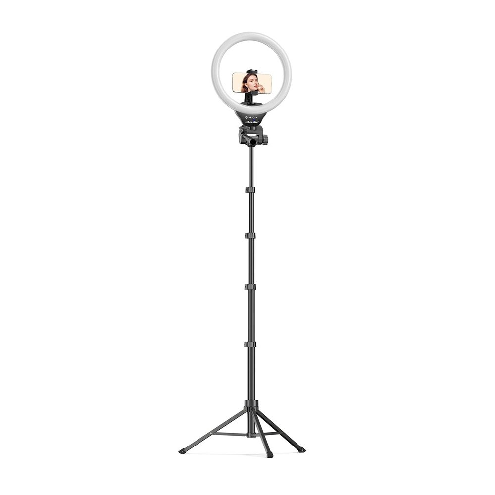 Ring Light RGB 12'' Tripé 160cm Ubeesize Com Suporte Celular