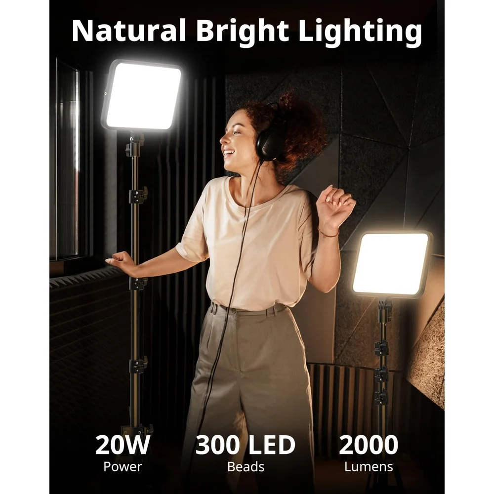 Kit Iluminação LED Vídeo Ubeesize 2 PCs Tripé 165cm Celular
