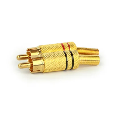 Plug Rca Dourado 4mm Vermelho Vermelho