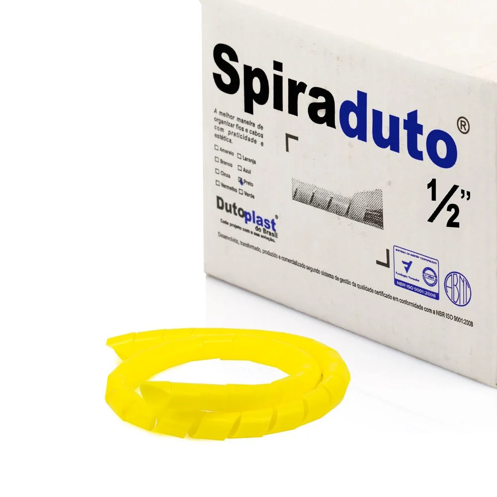 Organizador De Fios E Cabos Espiral 1/2 Amarelo 1 Metro 1 Mt