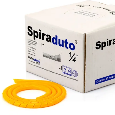 Organizador De Fios E Cabos Espiral 1/4 Laranja 1 Metro 1 Mt