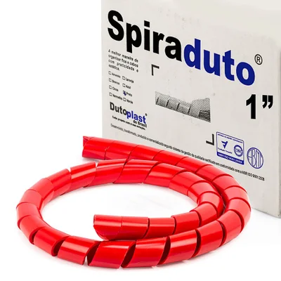 Organizador De Fios E Cabos Espiral 1" Vermelho 1 Metro 1 Mt