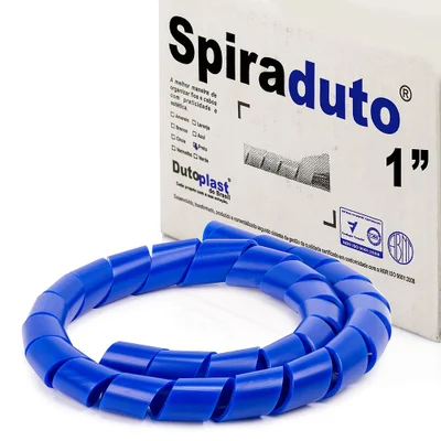 Organizador De Fios E Cabos Espiral 1" Azul 1 Metro 1 Mt