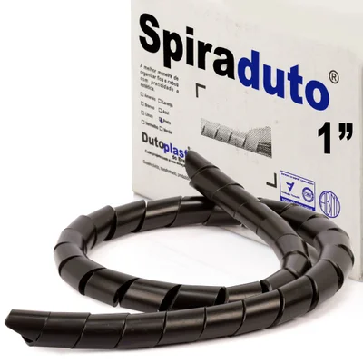 Organizador De Fios E Cabos Espiral 1" Preto 1 Metro Preto 1 Mt