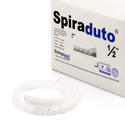 Organizador De Fios E Cabos Espiral 1/2 Branco 1 Metro Branco 1 Mt