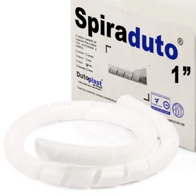Organizador De Fios E Cabos Espiral 1" Branco 1 Metro Branco 1 Mt