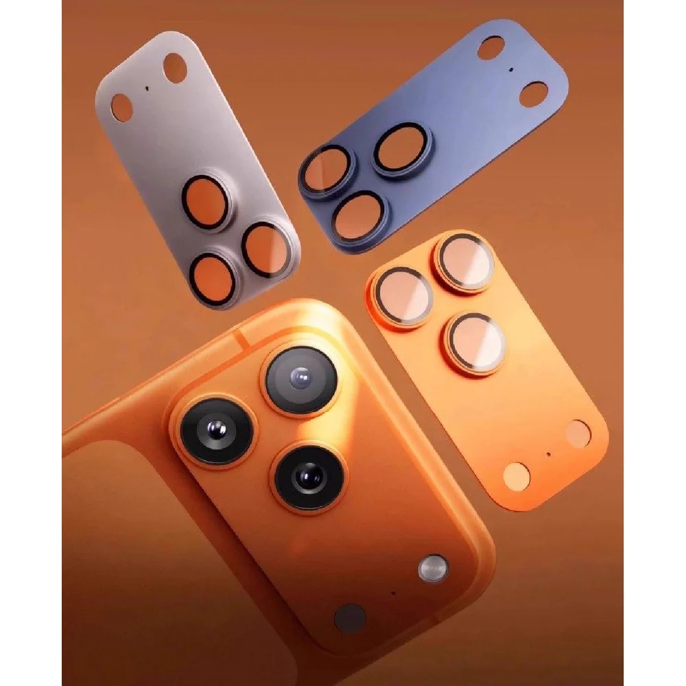 Imagem 3 de 5 do produto Película De Câmera Traseira Alumínio Lente Vidro Temperado Compatível Com Iphone 17 Pro Max Cor:laranja;tamanho:iphone 1