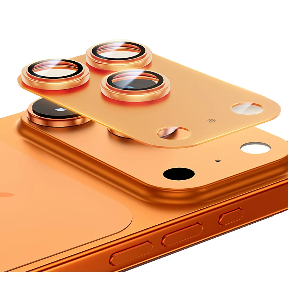 Imagem 4 de 5 do produto Película De Câmera Traseira Alumínio Lente Vidro Temperado Compatível Com Iphone 17 Pro Max Cor:laranja;tamanho:iphone 1