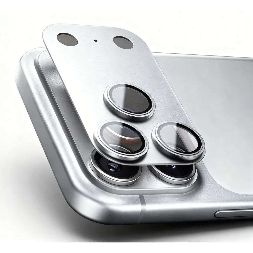 Imagem 4 de 5 do produto Película De Câmera Traseira Alumínio Lente Vidro Temperado Compatível Com Iphone 17 Pro Max Cor:prata;tamanho:iphone 17