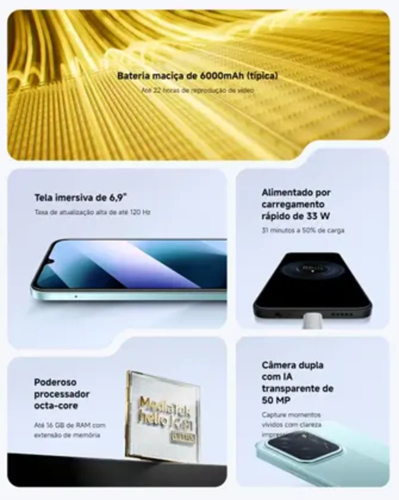 Celular Xiaomi Poco C85 De 256b 8GB Ram De 6.9" Camera 50mp 13mp - Preto (global) Celular Xiaomi Poco C85 De 256b 8GB Ram De 6.9" Camera 50mp 13mp - Preto (global)