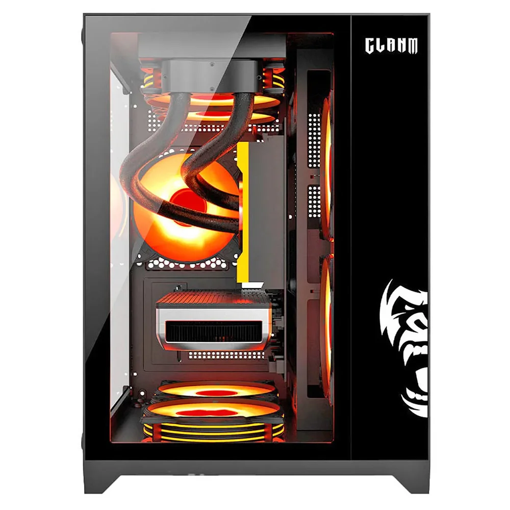 Gabinete Gamer Grodd Clanm Mid Tower Preto Mini-itx Matx Aço E Vidro 350x270x350mm