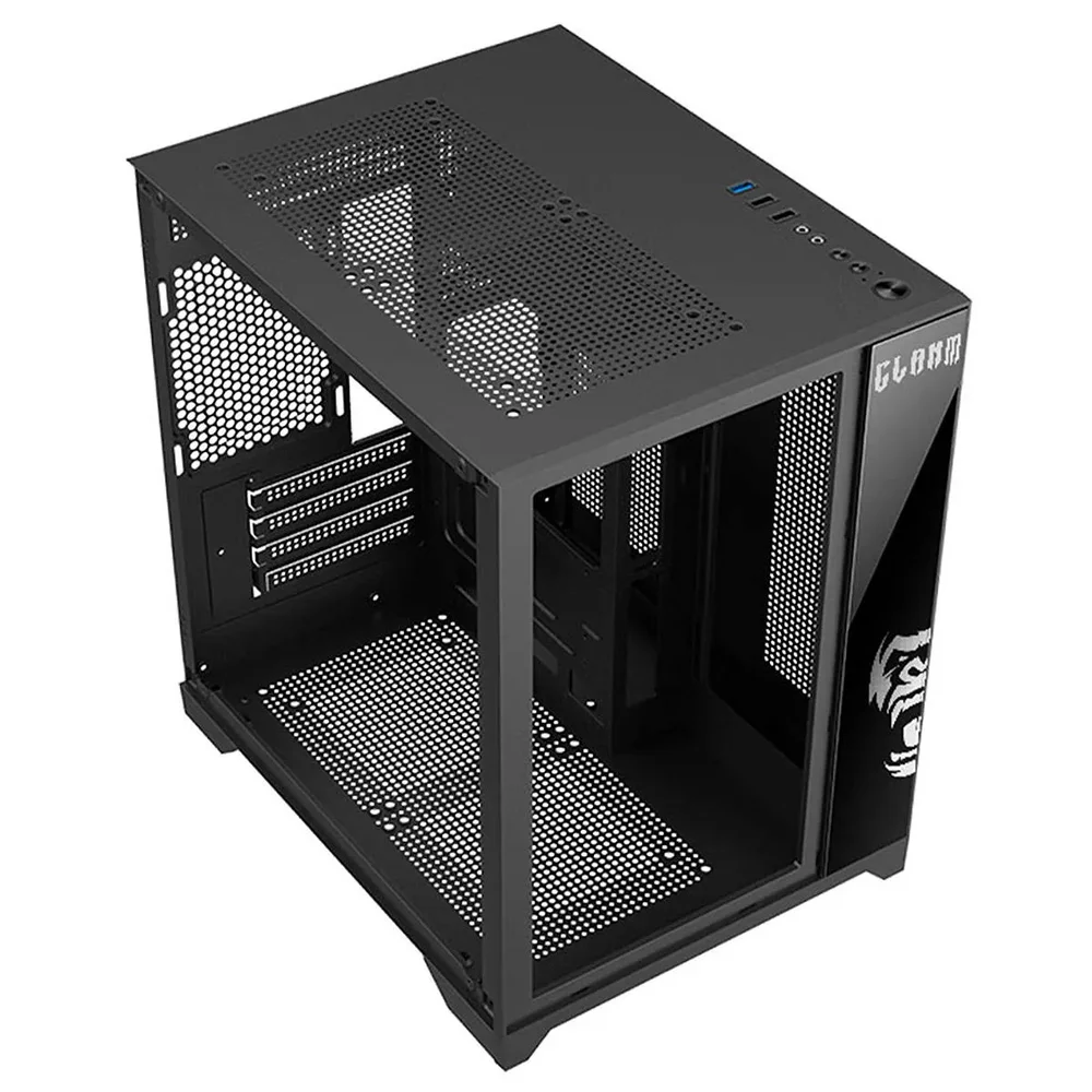 Gabinete Gamer Grodd Clanm Mid Tower Preto Mini-itx Matx Aço E Vidro 350x270x350mm