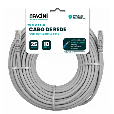 Cabo De Rede Efacini Cat6 Ef-Connect 100% Cobre, Anatel 25 Metros