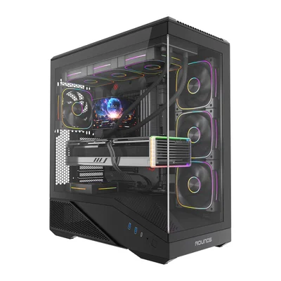 Gabinete Gamer Round5 Icebox Black Atxcom 4 Fans Vidro Fontal Sem Fonte - 7411