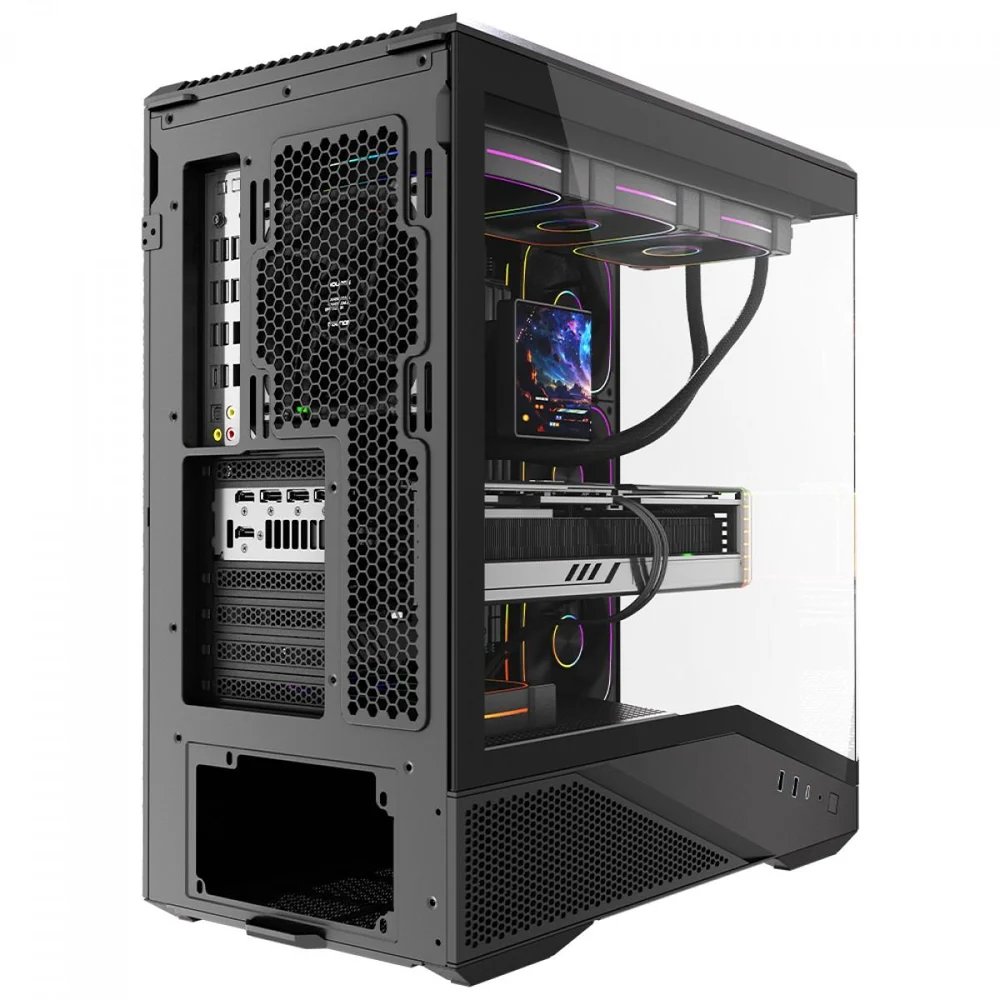 Imagem 5 de 5 do produto Gabinete Gamer Round5 Icebox Black, Mid Tower, Lateral E Frontal De Vidro, Atx, Com 4 Fans, Preto, R5-icebox-b-2252