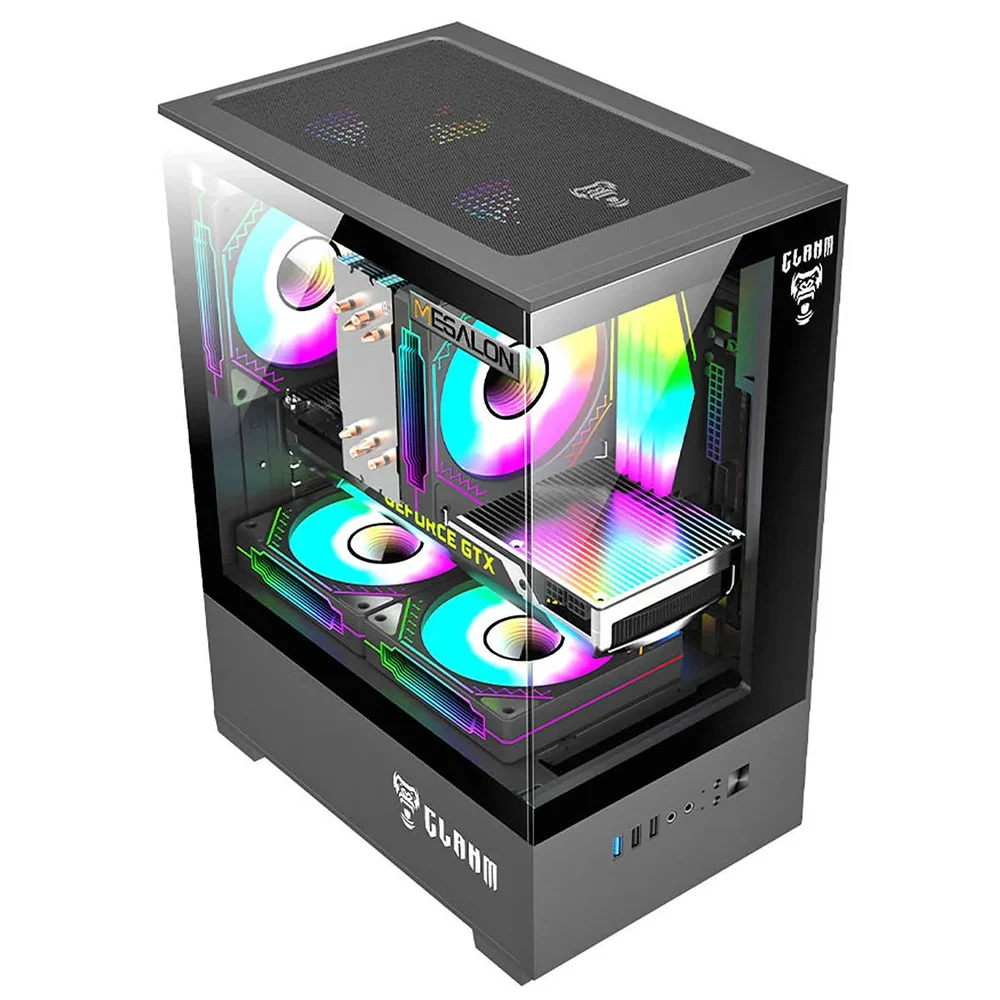 Gabinete Gamer Clanm Megalon Aquario Vidro Premium Capacidade Para Até 5 Ventoinhas De 120mm