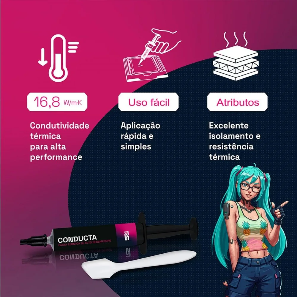 Imagem 2 de 4 do produto Pasta Térmica Round5 Conducta, 2g, 16.8w/m-k, Cinza