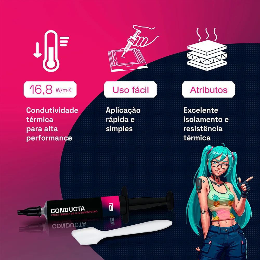 Imagem 3 de 4 do produto Pasta Térmica Round5 Conducta, 2g, 16.8w/m-k, Cinza