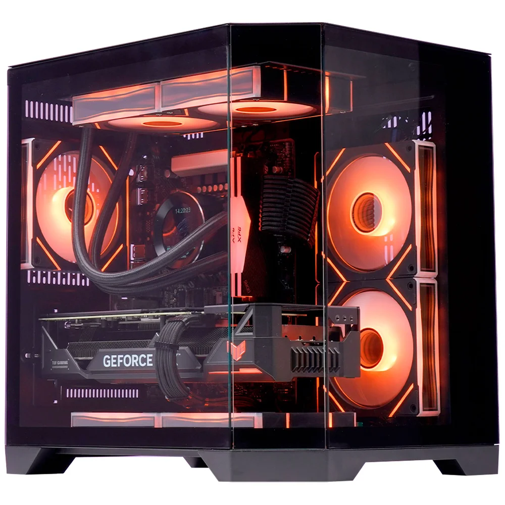 Gabinete Gamer Aquário K-mex Ângulo Cg-01kv, Painel Duplo Frontal Em Vidro Temperado, Usb 3.2, Micro-atx, Preto - Cg01kvrh001cb0x