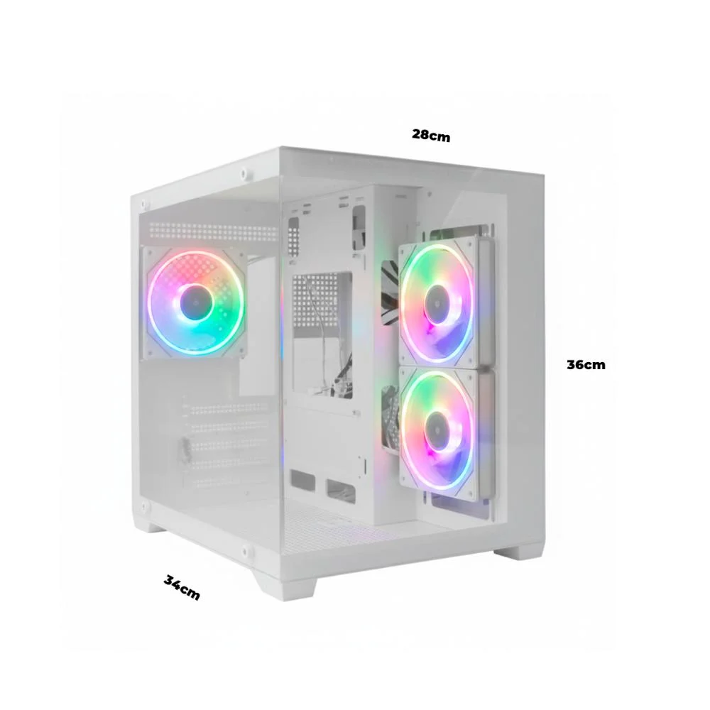 Gabinete PC Gamer Branco Com Lateral De Vidro Temperado, Suporte Water Cooler 240mm E Usb 3.0 Para Alta Performance