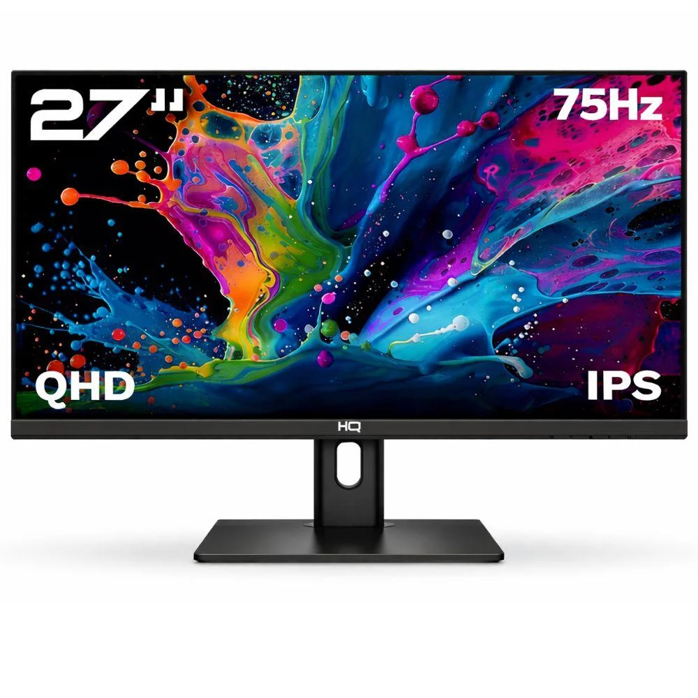 Imagem 3 de 5 do produto Monitor Hq Pro 27”, Ips, 1ms, Qhd 2560x1440, Ergonômico, Ajuste De Altura E Rotação, HDMI + Dp Frameless Hq27aj75