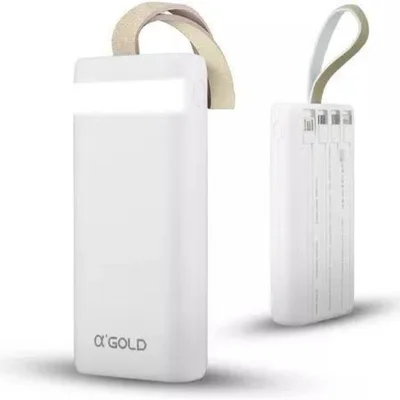Carregador Portátil Power Bank Turbo 20000mah Sem Fio Universal Com 4 Cabos Saída Usb Tipo C/micro Usb. Visor De Carga E Lanterna (branco)