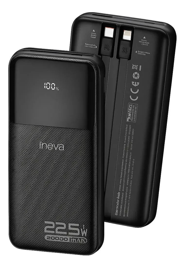 Power Bank 20000mah Carregador Portátil Super Rápido 22.5w,com Display Acompanha Cabo Tipo C E De Iphone Compatível Ios E Android Preto, Portátil