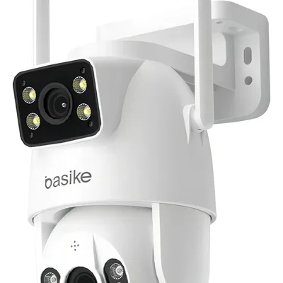 Basike Câmera De Segurança 4k Para Telhado Externo, Rastreamento De Pessoas, 8x Zoom, Controle Wi-fi, Lente Dupla Visão Noturna, Rotação 355°/90°, Áud
