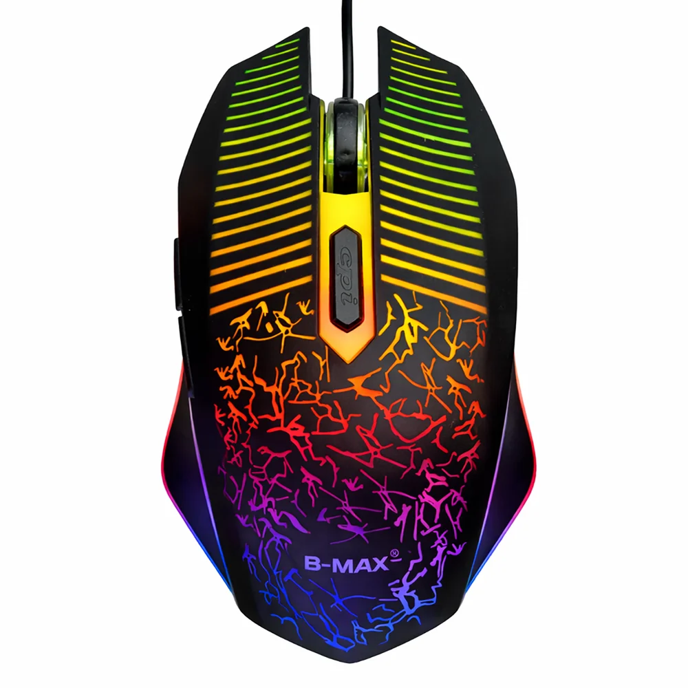 Mouse Gamer Usb LED RGB 6 Botões 3600dpi B-max Para Jogos Preto Mouse Gamer Usb LED RGB 6 Botões 3600dpi B-max Para Jogos Preto