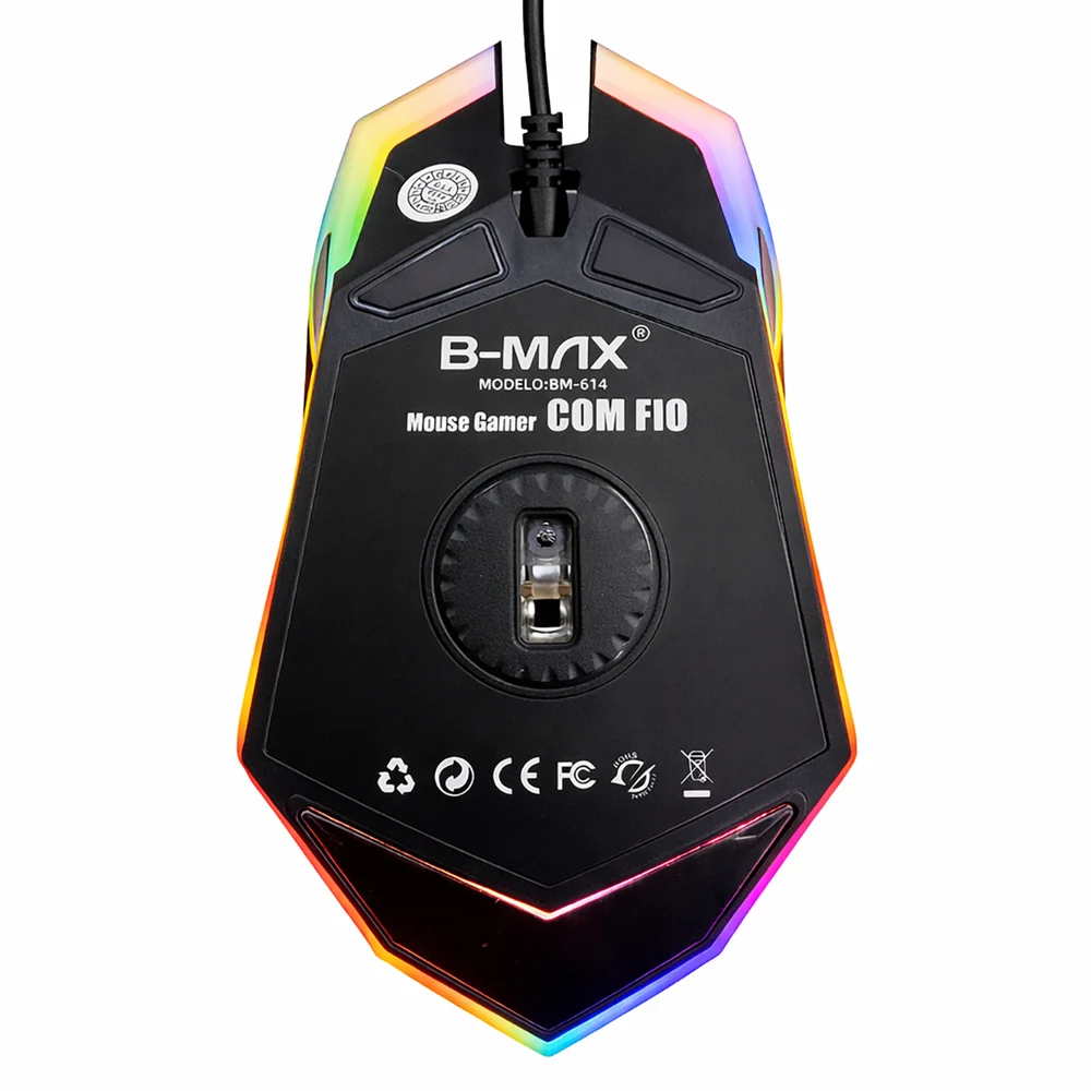 Mouse Gamer Usb LED RGB 6 Botões 3600dpi B-max Para Jogos Preto Mouse Gamer Usb LED RGB 6 Botões 3600dpi B-max Para Jogos Preto