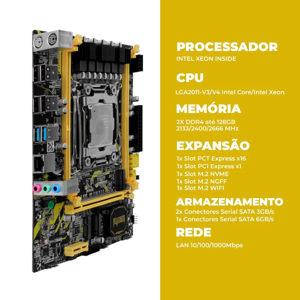 Placa-mãe Micro-atx X99 LGA  2011-v3, Processador Intel Xeon E5, Ddr4 2666mhz, Nvme M.2, Desempenho 5