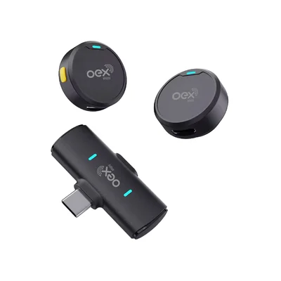 Microfone Lapela Sem Fio Tipo C Preto Mk308 Oex